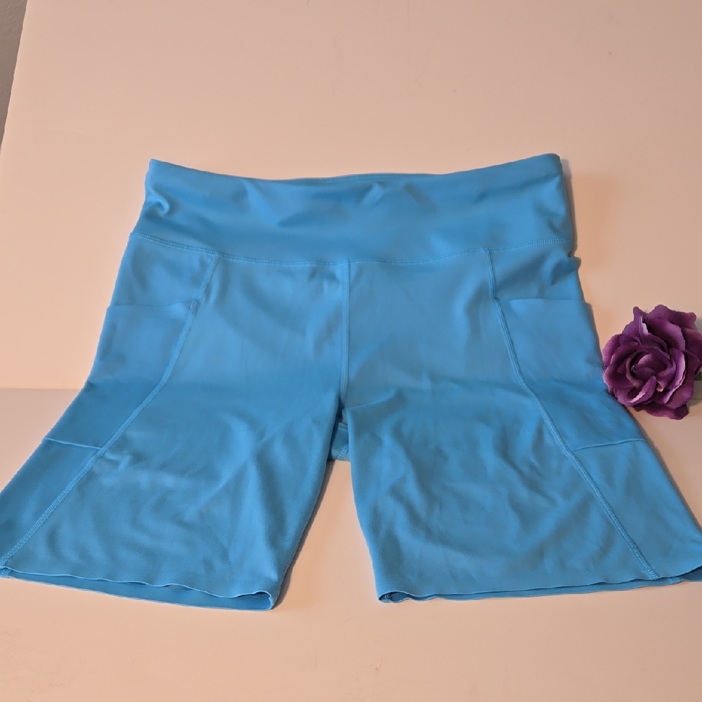 Tek Gear Blue High‑Rise Athletic Bike Shorts XL | Pockets | Workout